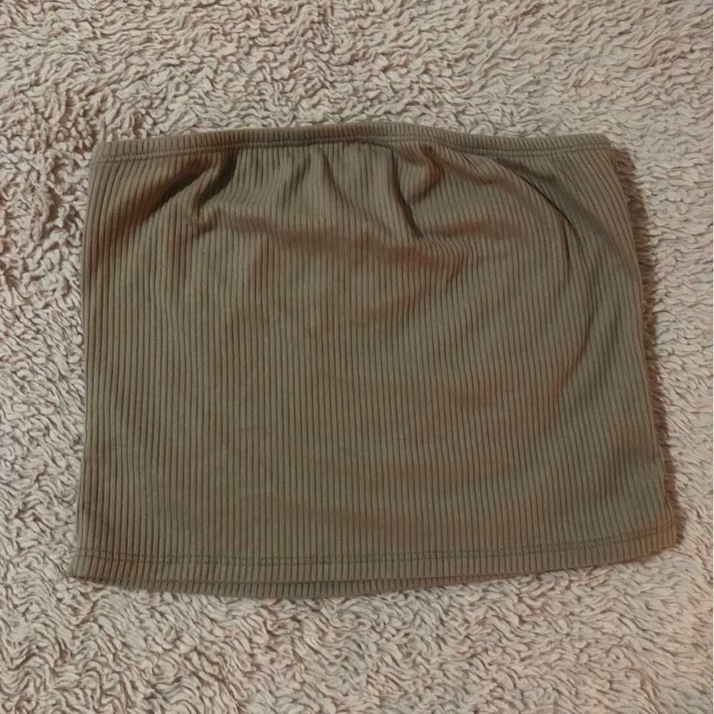 Brown ribbed women's tube top by the brand Just Polly New York size Medium.